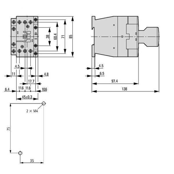 Contactor 7.5kW/400V/18A, 1 NC, coil 110VAC image 2