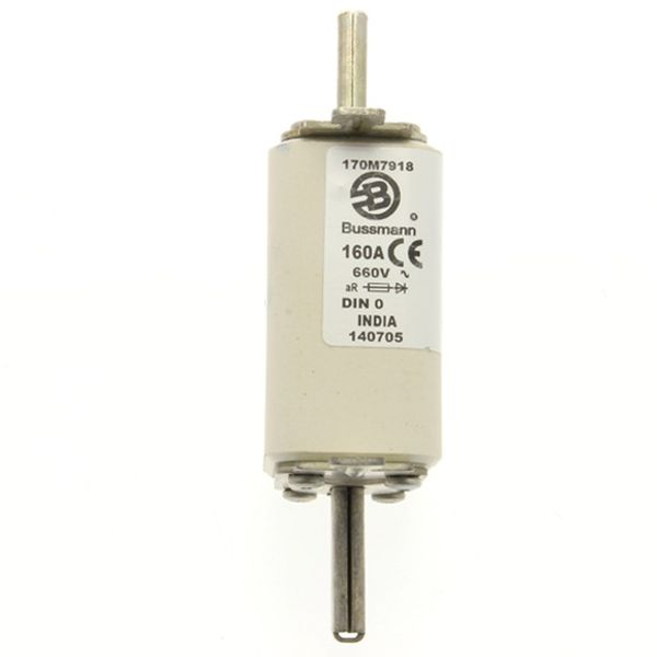 Fuse-link, high speed, 160 A, AC 660 V, DIN 0, aR, DIN, IEC, single indicator, live gripping lugs image 2