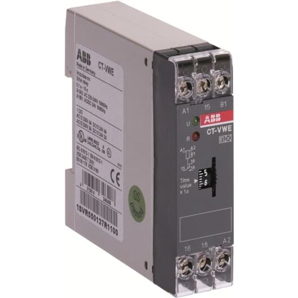 CT-VWE Time relay, impulse-ON 1c/o, 3-300s, 24VAC/DC 220-240VAC image 2