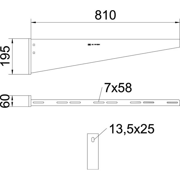 AW 55 81 FT Wall and support bracket with welded head plate B810mm image 2