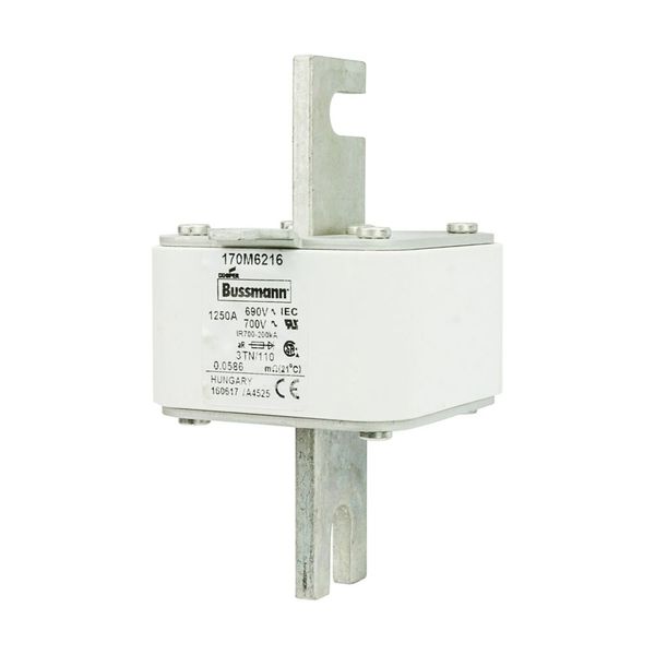 Fuse-link, high speed, 1250 A, AC 690 V, DIN 3, 76 x 90 x 139 mm, aR, DIN, IEC, type T indicator image 10