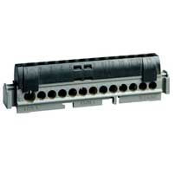 IP 2X terminal block - phase (black) - 1 x 6 to 25² - 12 x 1.5 to 16² -L. 113 mm image 1