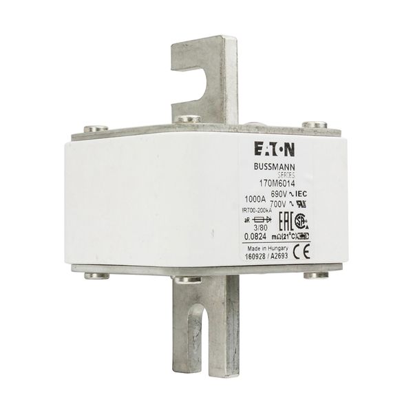 Fuse-link, high speed, 1000 A, AC 690 V, DIN 3, 76 x 76 x 109 mm, aR, DIN, IEC, single indicator image 11