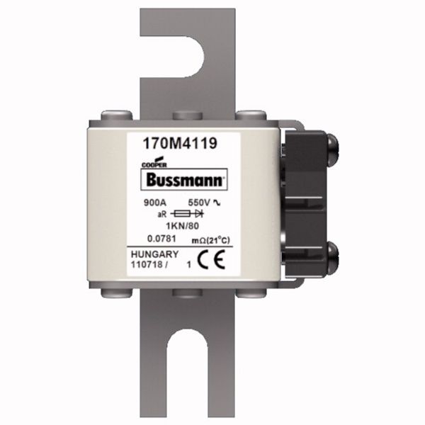 Fuse-link, high speed, 900 A, AC 550 V, DIN 1, 53 x 69 x 108 mm, aR, DIN, IEC, single indicator image 1