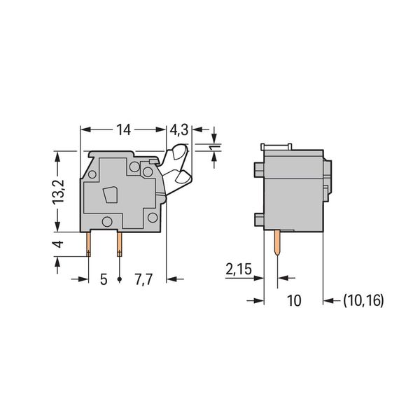 Stackable PCB terminal block push-button 2.5 mm² yellow image 3