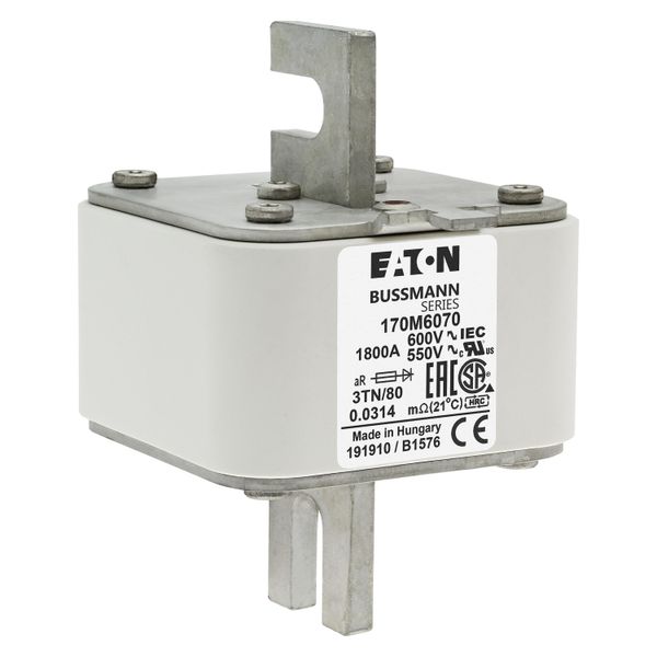 Fuse-link, high speed, 1800 A, AC 600 V, DIN 3, 76 x 90 x 109 mm, aR, DIN, IEC, single indicator image 18