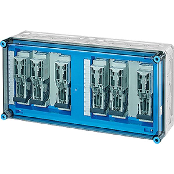 Mi load separator box IP65, 6x125A NH000 3p op Rail 400A 5 pin, 600x300 image 1