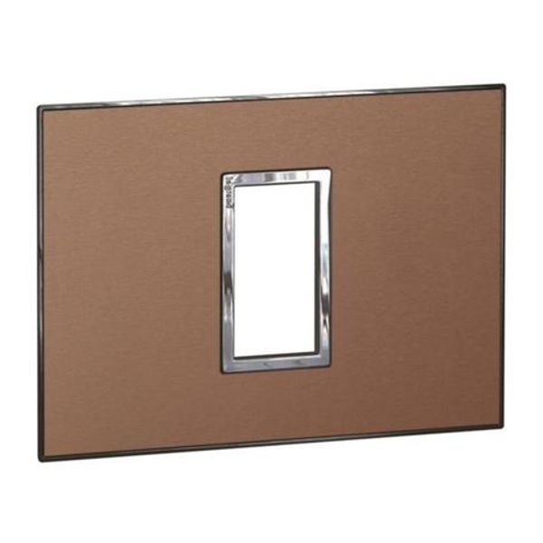 Italian / US standard plate Arteor square version 1 module - brushed metal pink champagne image 1