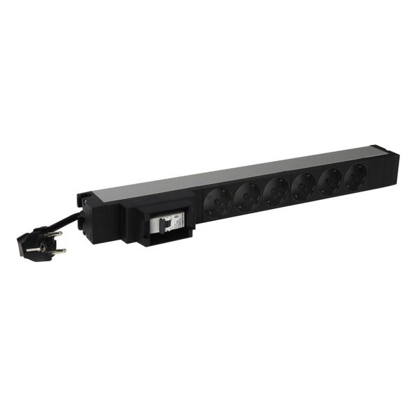 PDU 19 inches 1U 6 x 2P+E german standard 16A 1 phase MCB image 1