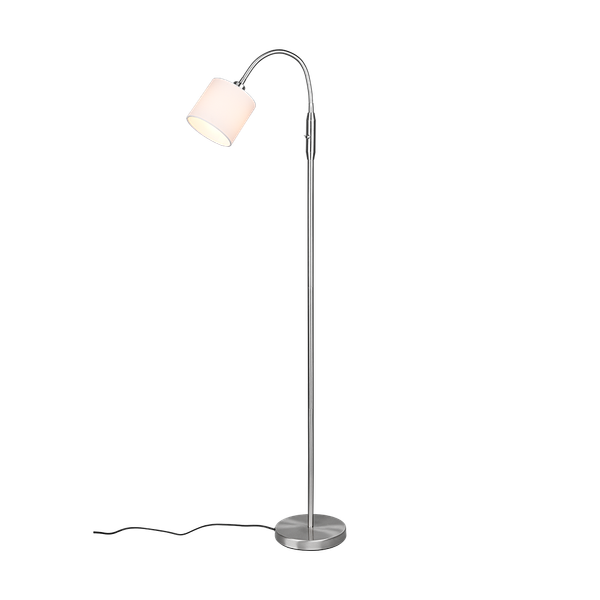 Tommy floor lamp 1-pc E14 brushed steel/white image 1