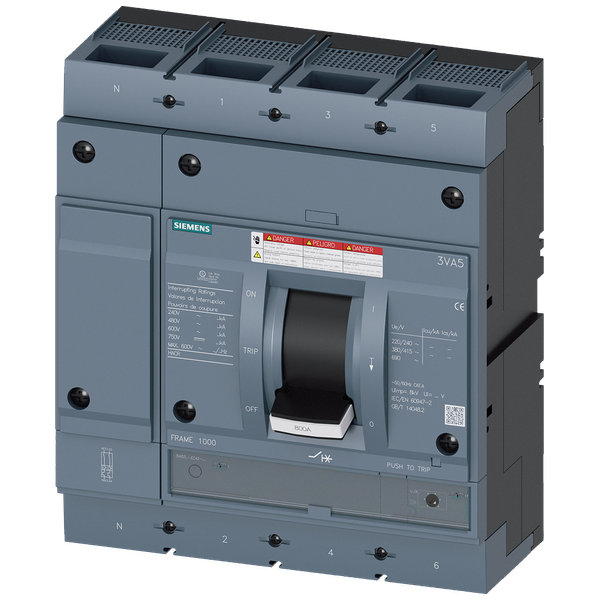 Circuit breaker 3VA5 UL frame 800 breaking capacity class C 100 kA @ 480 V 4-pole image 1