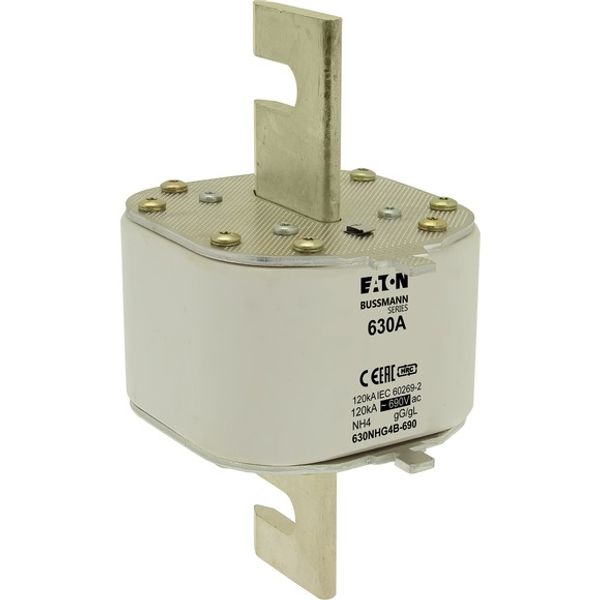 Fuse-link, LV, 630 A, AC 690 V, NH4, gL/gG, IEC, single indicator, live gripping lugs image 2