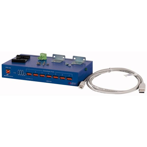 Isolated industrial USB hub, 7port, diagnostic system image 1