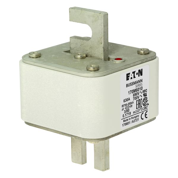 Fuse-link, high speed, 630 A, AC 690 V, DIN 3, 76 x 76 x 109 mm, aR, DIN, IEC, single indicator image 19