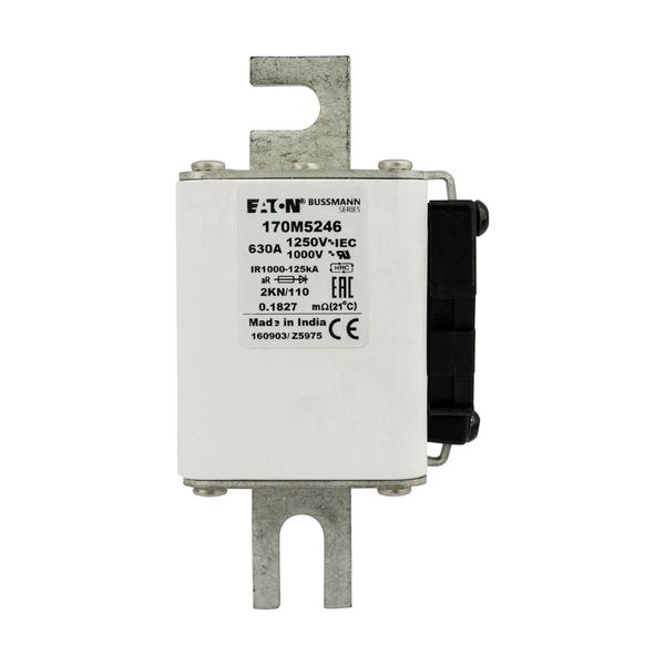 Fuse-link, high speed, 630 A, AC 1250 V, size 2, 61 x 77 x 138 mm, aR, DIN, IEC, single indicator image 12