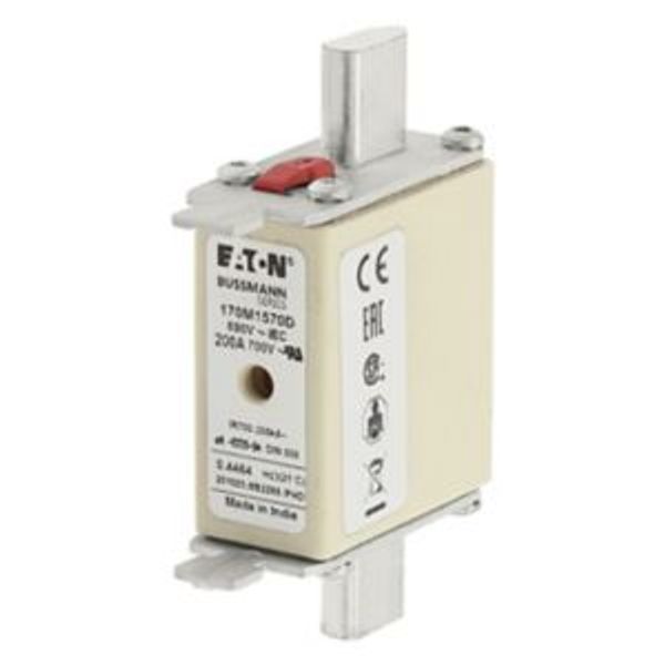 Fuse-link, high speed, 200 A, AC 690 V, DIN 000, aR, DIN, IEC, dual indicator, live gripping lugs image 5