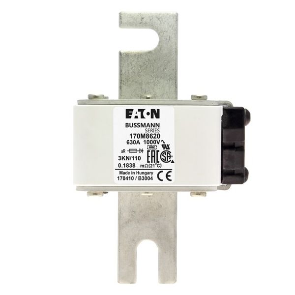 Fuse-link, high speed, 630 A, AC 1000 V, DIN 3, 74 x 92 x 138 mm, aR, DIN, IEC, single indicator image 2