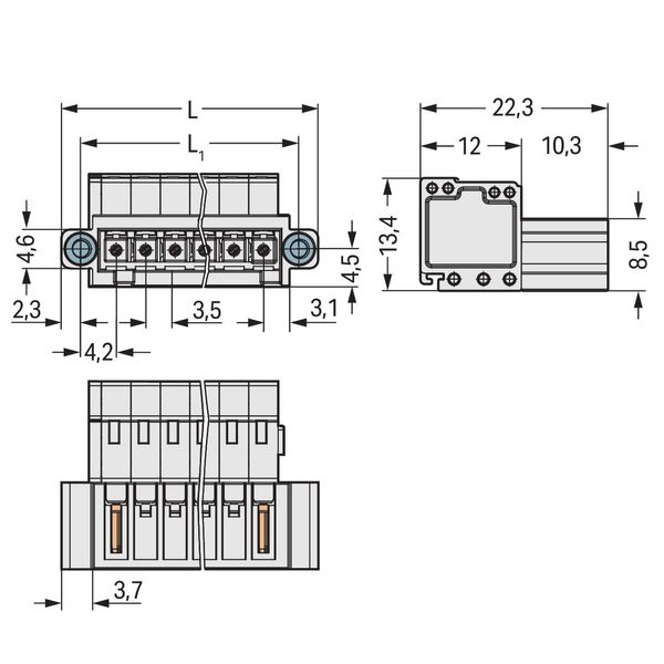 1-conductor male connector CAGE CLAMP® 1.5 mm² light gray image 2