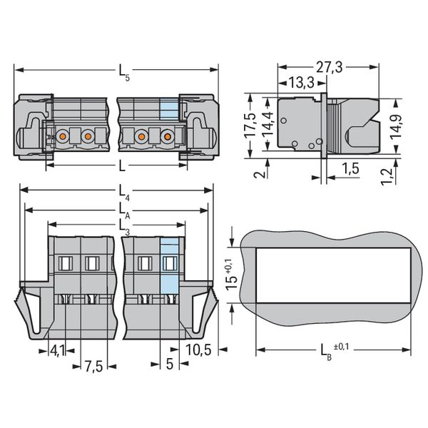 1-conductor male connector CAGE CLAMP® 2.5 mm² gray image 5