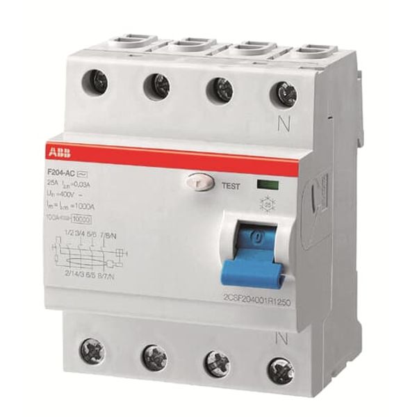F204 AC-40/0.5 IEC Residual Current Circuit Breaker 4P AC type 500 mA image 1