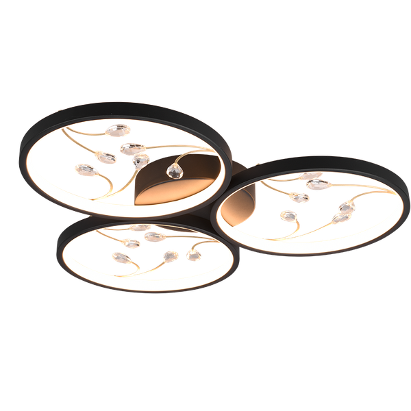 Groovy LED ceiling lamp 3-pc matt black/gold image 1