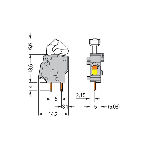 Stackable PCB terminal block push-button 2.5 mm² orange image 5