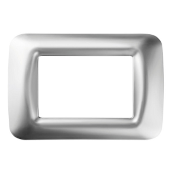 TOP SYSTEM PLATE - IN TECHNOPOLYMER GLOSS FINISH - 3 GANG - SOFT CHROME - SYSTEM image 1