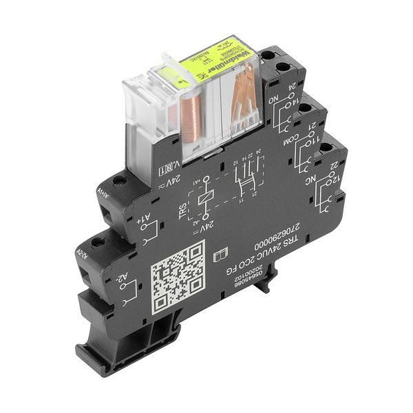 Relay module, 24 V UC ±10 %, Green LED, Rectifier, 2 CO contacts forci image 1