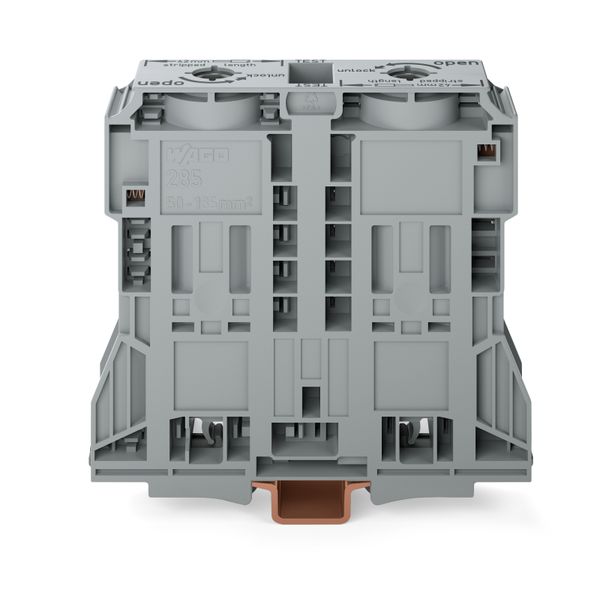 2-conductor through terminal block 185 mm² lateral marker slots gray image 1