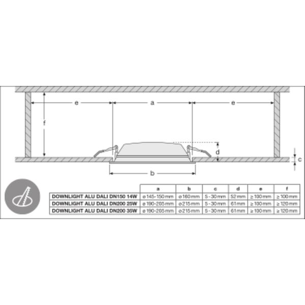 DOWNLIGHT ALU 150 14 W 3000 K IP44/IP20 WT image 9