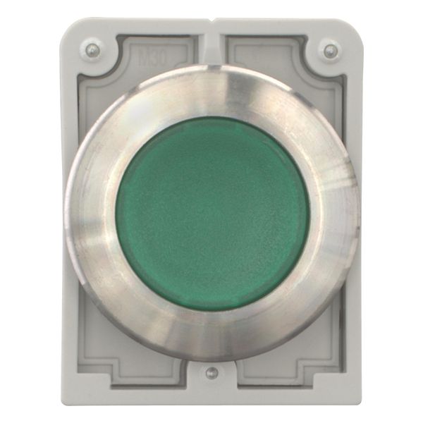 Illuminated pushbutton actuator, RMQ-Titan, flat, momentary, green, blank, Front ring stainless steel image 5