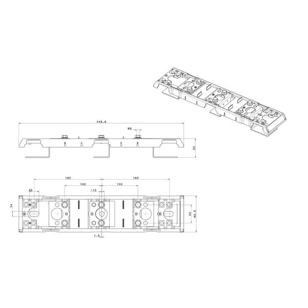 Double adapter for 100/185mm, for two in-line-fuse size 00 image 3