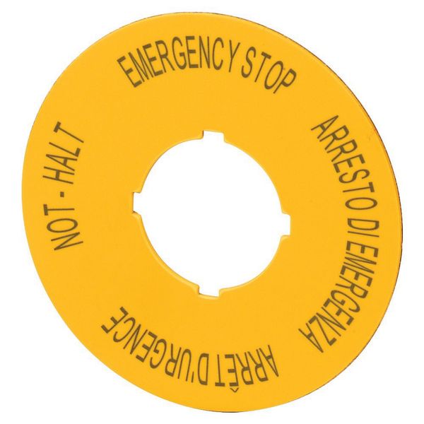 Label, emergency stop, D=60mm, yellow, DE, EN, FR, IT image 5