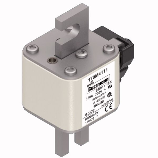 Fuse-link, high speed, 350 A, AC 690 V, DIN 1, 53 x 69 x 108 mm, aR, DIN, IEC, single indicator image 3