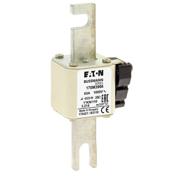 Fuse-link, high speed, 63 A, AC 1000 V, compact DIN 1, 43 x 61 x 138 mm, aR, DIN, IEC, single indicator image 4