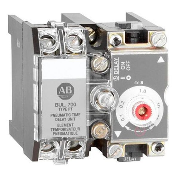 Allen-Bradley 700-PT Pneumatic Time Delay Unit, On / Off Delay, 10 Amp Contact Rating, 0.1 to 60.0 sec Timing Range image 1