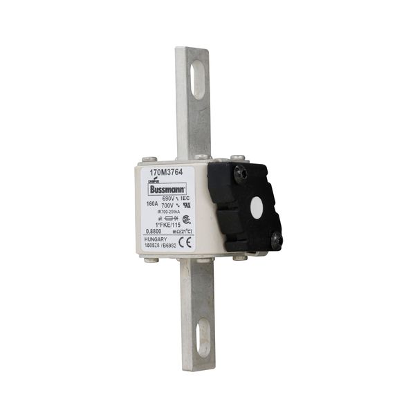 Fuse-link, high speed, 160 A, AC 690 V, compact size 1, 45 x 59 x 148 mm, aR, IEC, UL, single indicator image 8