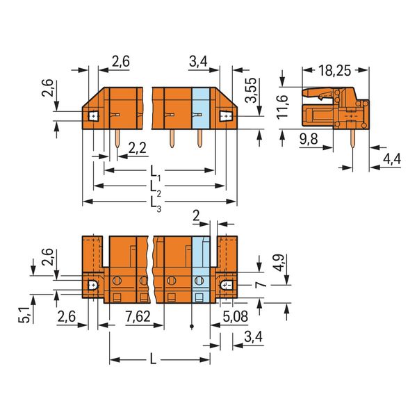 THT female header angled Pin spacing 7.62 mm orange image 2