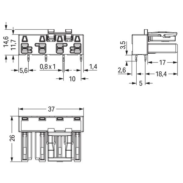 Socket for PCBs angled 4-pole gray image 6