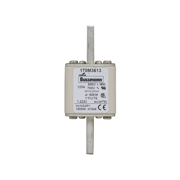 Fuse-link, high speed, 125 A, AC 690 V, compact size 1, 45 x 45 x 110 mm, aR, IEC, UL image 10