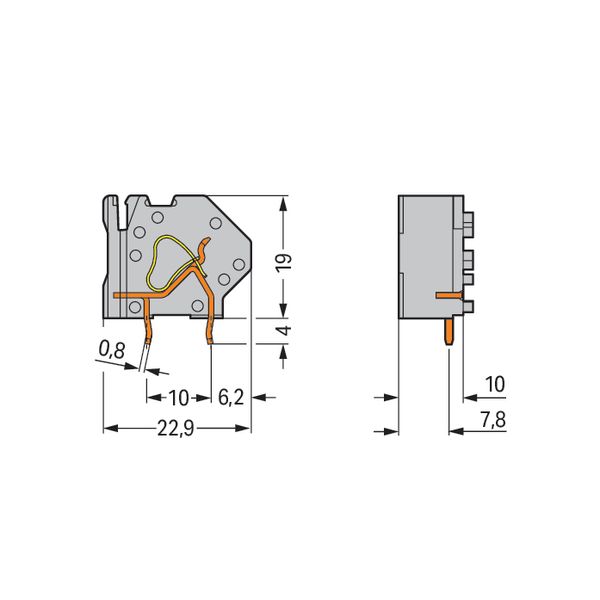 Stackable PCB terminal block 4 mm² Pin spacing 10 mm green-yellow image 4