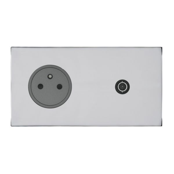 Art d'Arnould universe Epure 2P+E power socket and television socket - mirror steel image 1