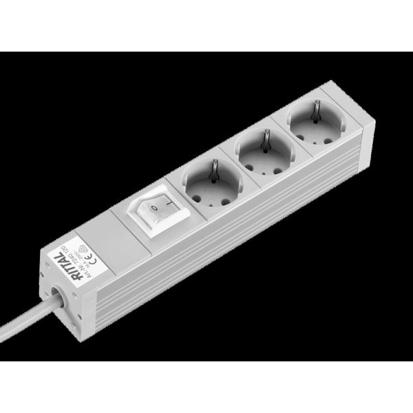 DK Socket strip, CEE 7/3 (type F), 3-way, 250 V, 16 A, LHD: 306,6x44x44 mm image 2