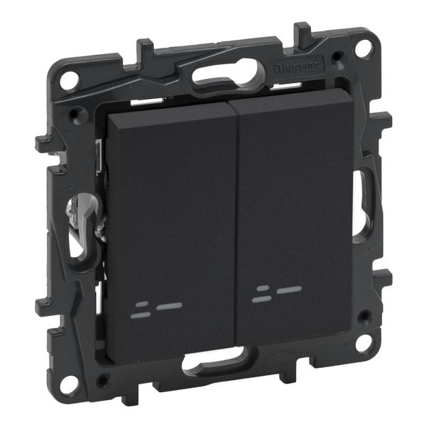 ILLUMINATED 2-GANG ONE-WAY SWITCH MEDIUM GREY image 1