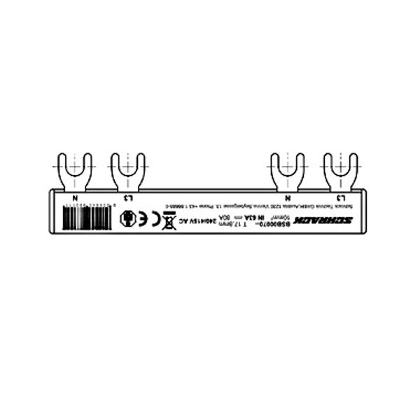 Busbar, 2-pole, L3, 1xRCCB 4-pole to 1xRCBO 1+N, 6MW, 10mmý image 1