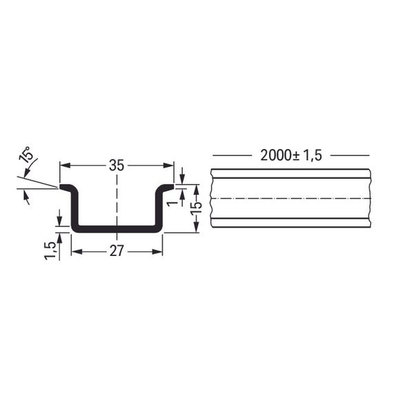 210-114 Steel carrier rail; 35 x 15 mm; 1.5 mm thick image 3