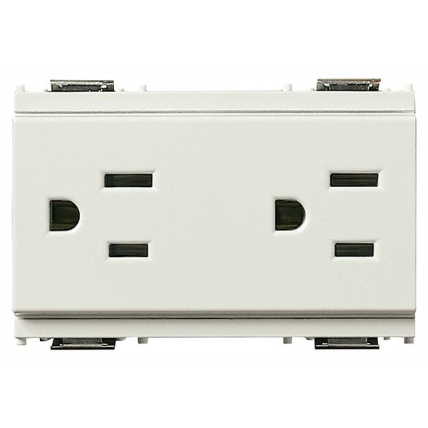 Two 2P+E 15A 127V USA outlets white image 1