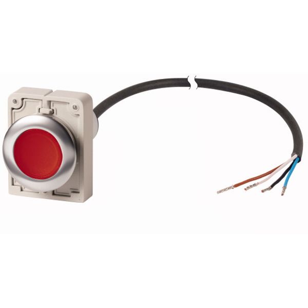 Illuminated pushbutton actuator, Flat, maintained, 1 NC, Cable (black) with non-terminated end, 4 pole, 1 m, LED Red, red, Blank, 24 V AC/DC, Metal be image 6