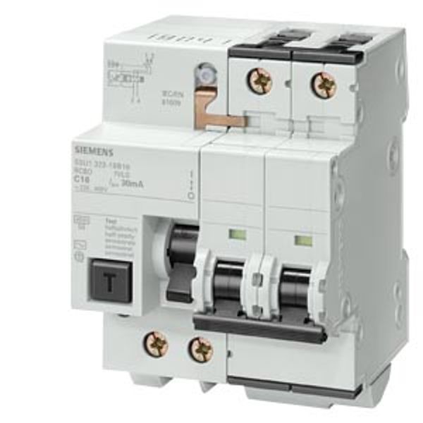 RCBO, 4.5 kA, 2-pole, type AC, 30 mA, C char, In: 5SU1323-1BB25 image 1