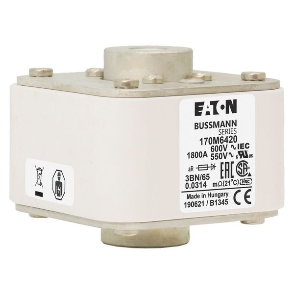 Fuse-link, high speed, 1800 A, AC 600 V, size 3, 76 x 92 x 53 mm, aR, IEC, UL, single indicator image 5